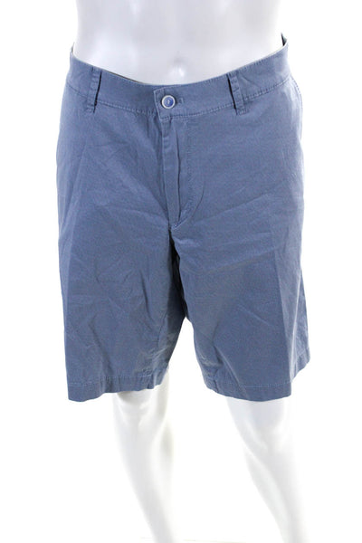 Brax Feel Good Mens Bozen Crosshatch Print Flat Front Chino Shorts Blue Size 40