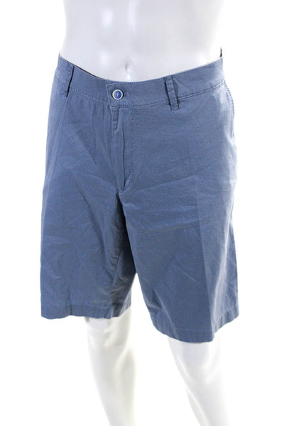Brax Feel Good Mens Bozen Crosshatch Print Flat Front Chino Shorts Blue Size 40