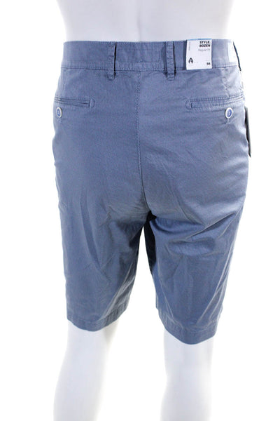 Brax Feel Good Mens Bozen Crosshatch Print Flat Front Chino Shorts Blue Size 40