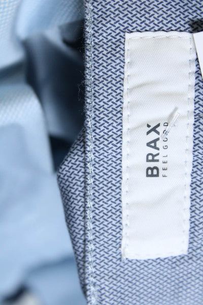 Brax Feel Good Mens Bozen Crosshatch Print Flat Front Chino Shorts Blue Size 40