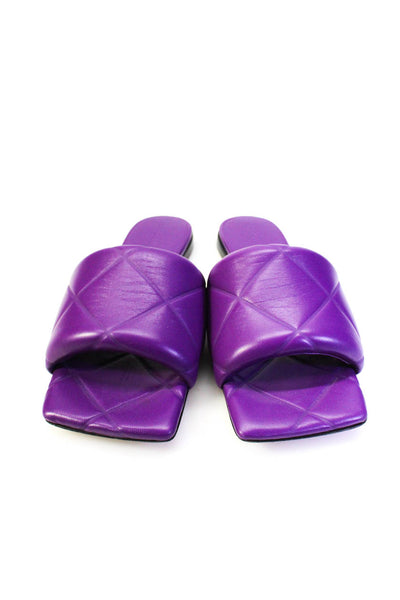 Bottega Veneta Womens Quilted Embossed Sandals Gumdrop Purple Leather 38