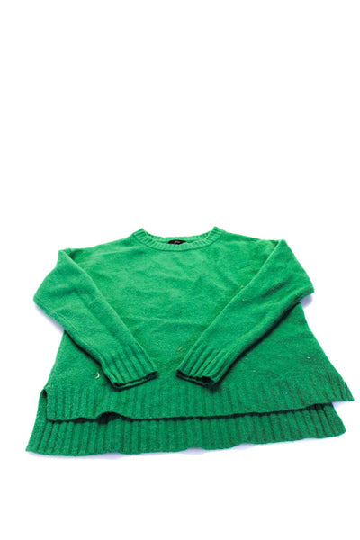 J Crew Womens Long Sleeve Round Neck Pullover Sweater Tops Green Size XS Lot 2