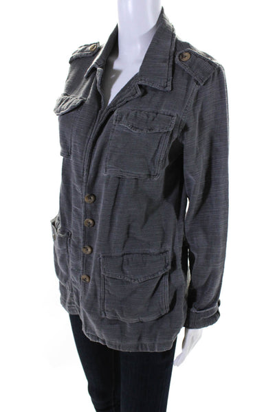 Sundry Womens Gray Cotton Star Applique Collar Long Sleeve Jacket Size 0