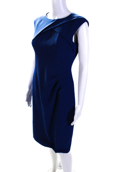 Adrianna Papell Womens BackZ ip Sleeveless SHeath Dress Royal Blue Size 4