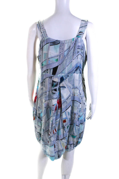 Aventures des Toiles Womens Scoop Neck Abstract Dress Blue Gray Multi Size IT 42