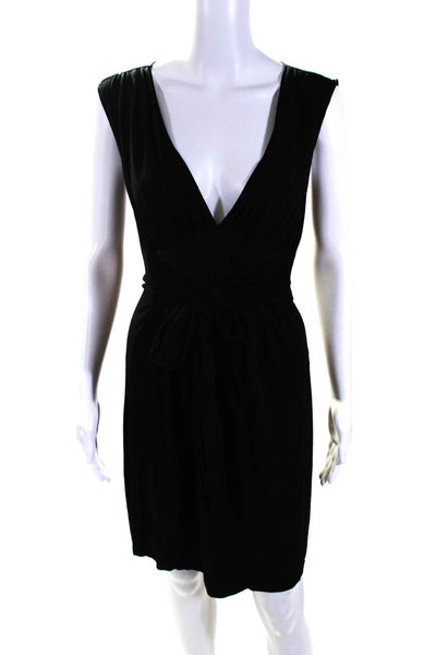 Max Studio Womens Sleeveless V Neck Ruched Shift Dress Black Size Small