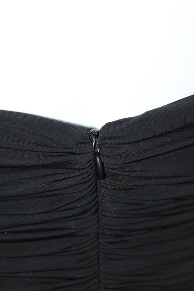 BCBGMAXAZRIA Womens Spaghetti Strap V Neck Ruched Long Dress Black Size Small