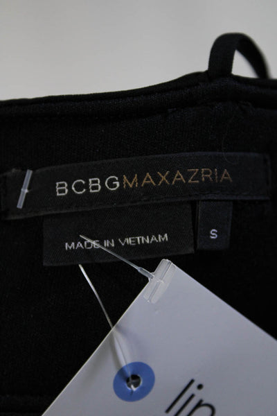 BCBGMAXAZRIA Womens Spaghetti Strap V Neck Ruched Long Dress Black Size Small