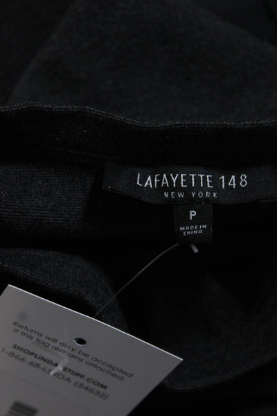Lafayette 148 New York Womens Back Zip Crew Neck Knit Shirt Gray Size Petite