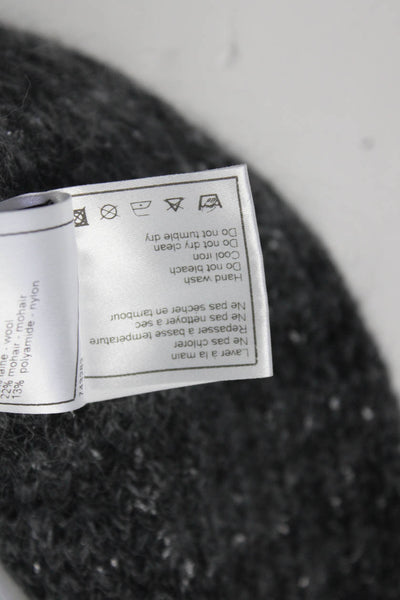 Chanel Womens Metallic Crochet Knit Cowl Scarf Dark Gray Wool 05A