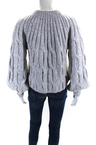 DH New York Womens Light Gray Cable Knit Crew Neck Pullover Sweater Top Size XS