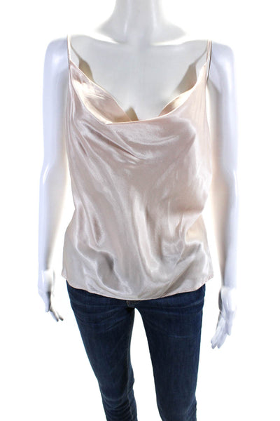 L'Academie Womens Sleeveless Cowl Neck Pullover Blouse Tank Top Pink Size M