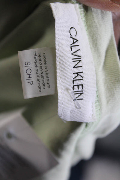 Calvin Klein Womens Cotton Sleeveless V-Neck One Piece Romper Mint Green Size S