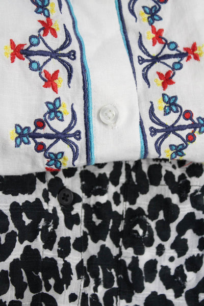 Solid & Striped Womens Embroidered Button Down Shirts White Black Size S Lot 2