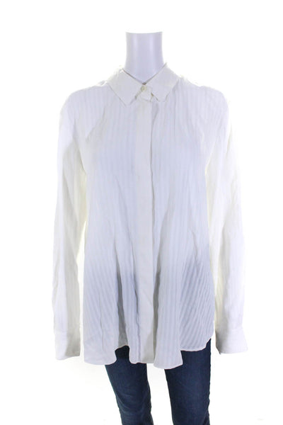 Altuzarra Womens Long Sleeve Stripe Hidden Placket Shirt Blouse White Size IT 42