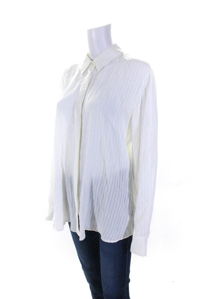 Altuzarra Womens Long Sleeve Stripe Hidden Placket Shirt Blouse White Size IT 42