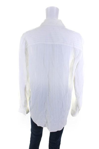 Altuzarra Womens Long Sleeve Stripe Hidden Placket Shirt Blouse White Size IT 42