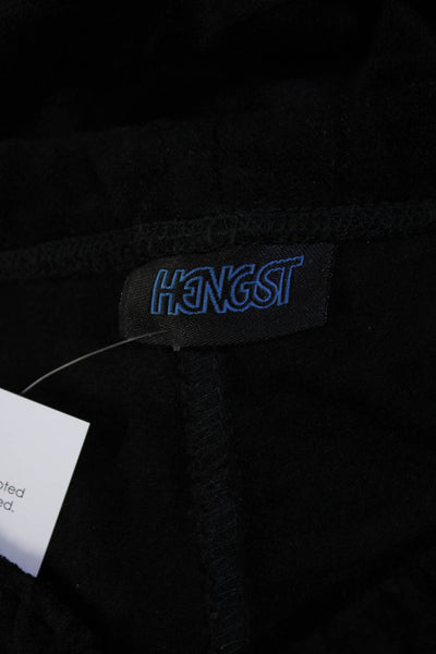 Hengst Womens Elastic Waistband Cuffed Cropped Pants Black Cotton Size Medium