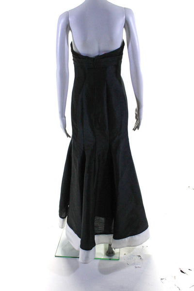 ML Monique Lhuillier Womens Sweetheart Strapless Gown Black White Size 8