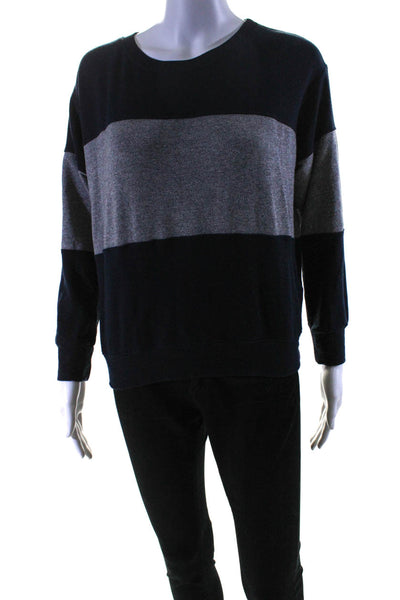 Sundry Womens Crew Neck Long Sleeves Sweatshirt Navy Blue Grey Cotton Size 1