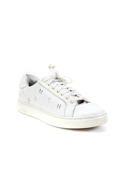 Paul Smith Womens Leather Embossed Lace Up Low Top Casual Sneakers White Size 7