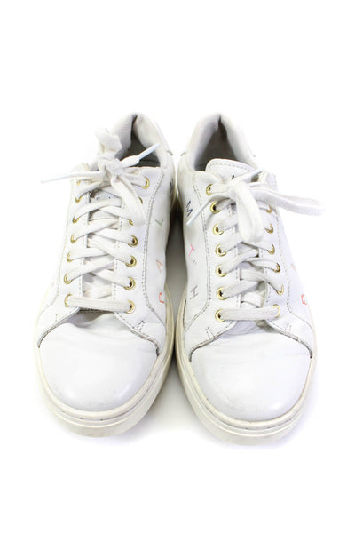 Paul Smith Womens Leather Embossed Lace Up Low Top Casual Sneakers White Size 7