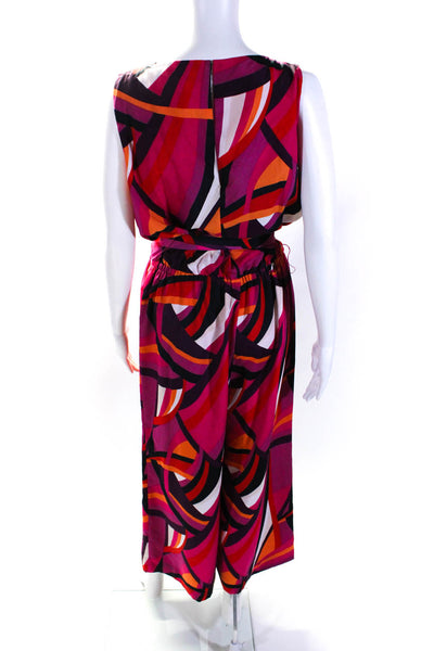 Trina Trina Turk Womens Abstract Print Keyhole Back Jumpsuit Multicolor Size 12