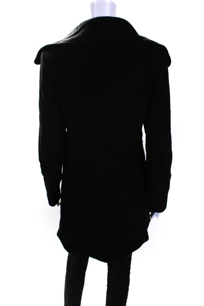 Steve by Searle Womens Wool Collared Long Sleeve Buttoned Peacoat Black Size 8