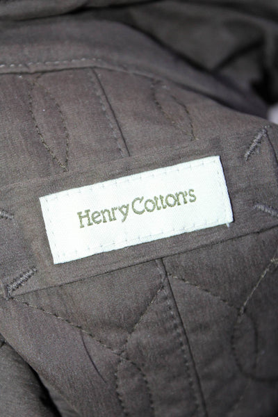 Henry Cottons Womens Quilted Textured Snap Button Collar Jacket Brown Size EUR42