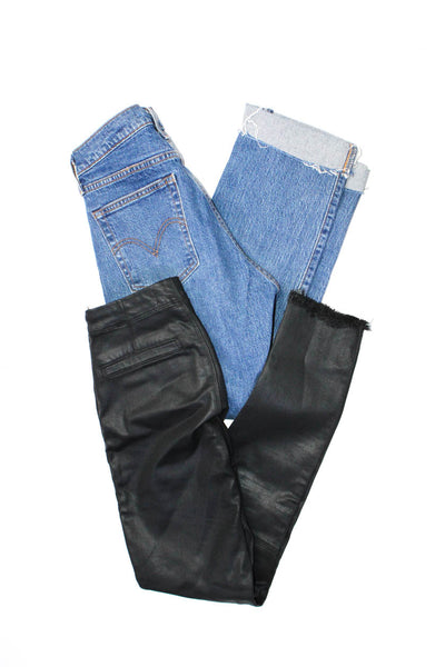 DL1961 Levis Womens Coated Leggings Wedgie Straight Jeans Blue Black 25 Lot 2