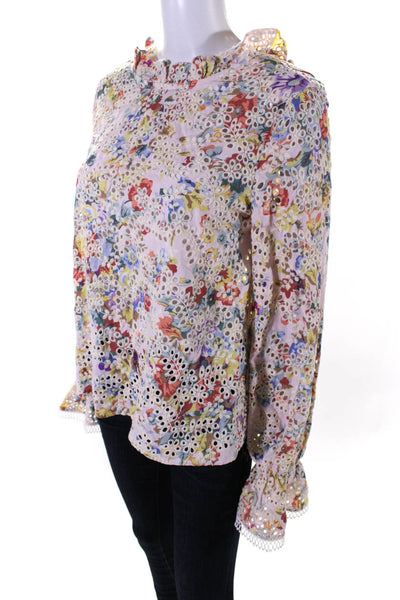 Endless Rose Womens Cotton Embroidered Long Sleeve Blouse Top Multicolor Size M