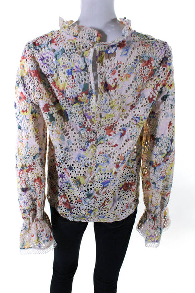 Endless Rose Womens Cotton Embroidered Long Sleeve Blouse Top Multicolor Size M