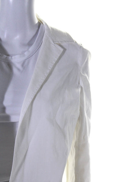 Theory Womens Linen Blend Collared Jacket + Stretch Pants Set White Size S 6