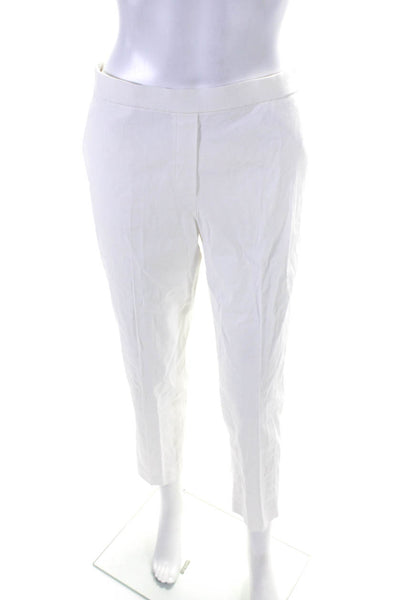 Theory Womens Linen Blend Collared Jacket + Stretch Pants Set White Size S 6