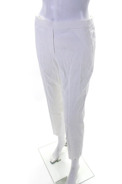 Theory Womens Linen Blend Collared Jacket + Stretch Pants Set White Size S 6