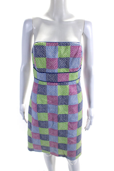 Vineyard Vines Womens Abstract Print Sleeveless Dress Multi Colored Cotton Size
