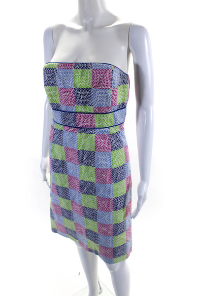 Vineyard Vines Womens Abstract Print Sleeveless Dress Multi Colored Cotton Size