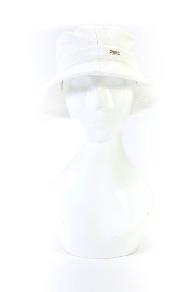 Lune Unisex Woven Canvas Moon Bucket Hat White Cotton Size Small