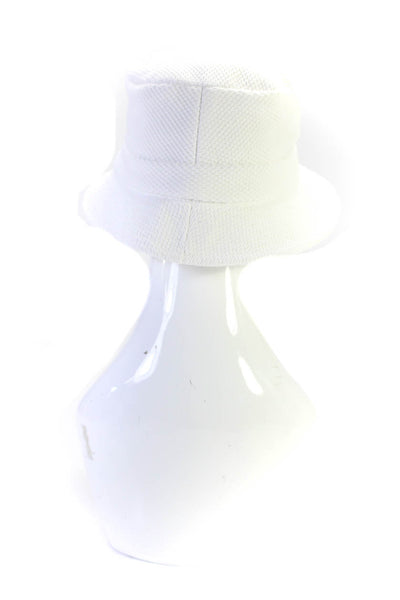Lune Unisex Woven Canvas Moon Bucket Hat White Cotton Size Small