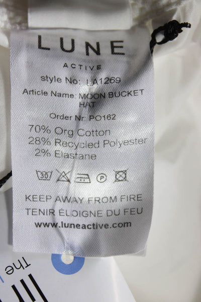 Lune Unisex Woven Canvas Moon Bucket Hat White Cotton Size Small