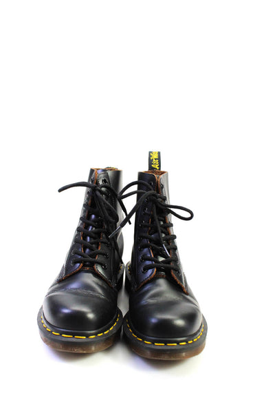 Dr. Martens Womens Leather Lace Up Combat Ankle Boots Black Size 5