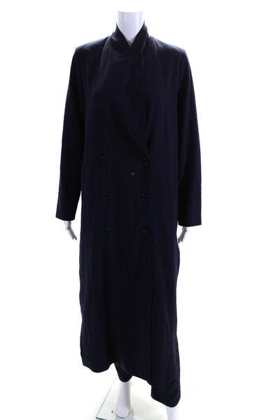 Rodebjer Womens Double Breasted Button Down Coat Navy Blue Size Small