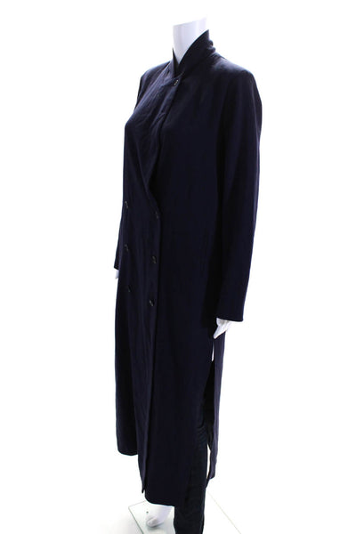 Rodebjer Womens Double Breasted Button Down Coat Navy Blue Size Small