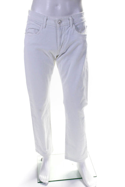 Hudson Mens Button Up Straight Leg Mid Rise Jeans White Cotton Size 31