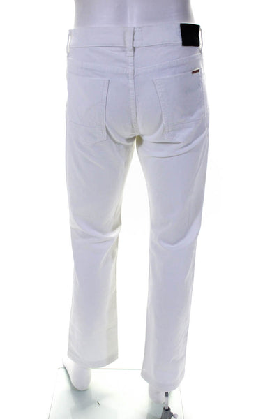 Hudson Mens Button Up Straight Leg Mid Rise Jeans White Cotton Size 31