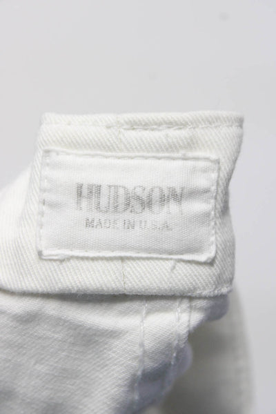 Hudson Mens Button Up Straight Leg Mid Rise Jeans White Cotton Size 31