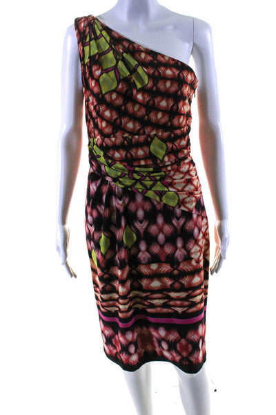 David Meister Womens Red Printed Drape One Shoulder Sleeveless Bodysuit Size 6