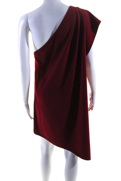 Alice + Olivia Womens Solid Red One Shoulder Cap Sleeve A-Line Dress Size 10