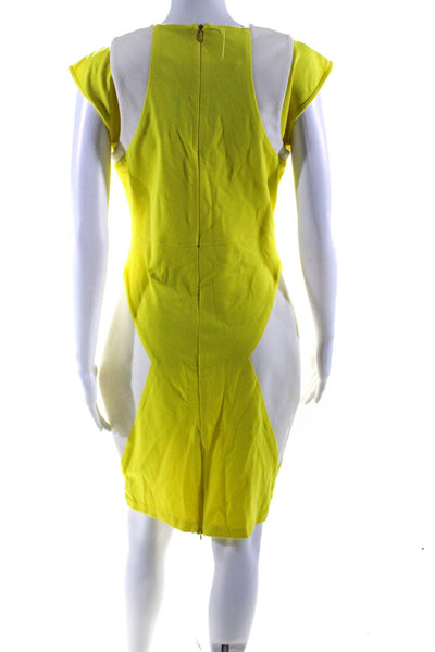 Byblos Womens Yellow/White Color Block Crew Neck Sleeveless Shift Dress Size 10
