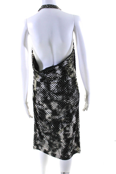 Nicole Miller Womens Black/White Printed Drape Neck Open Back Shift Dress Size12